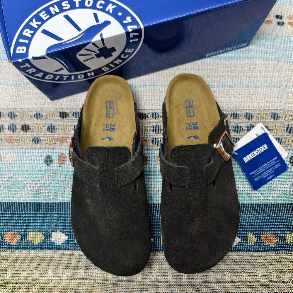 NWT Women's Mocha Suede Birkenstock Boston Shoes - Narrow Fit